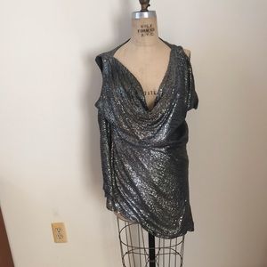 Gold Hawk - pewter/silver sequined top new